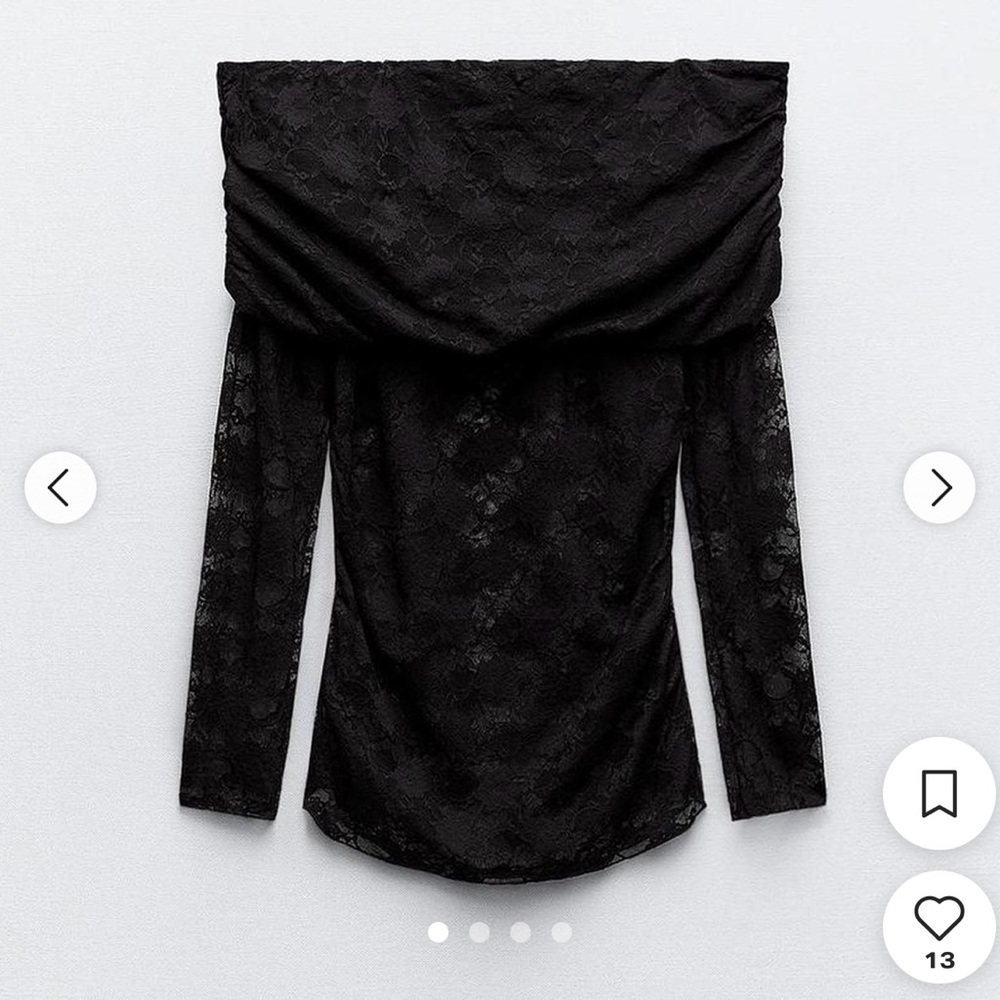 Zara off the shoulder black lace top